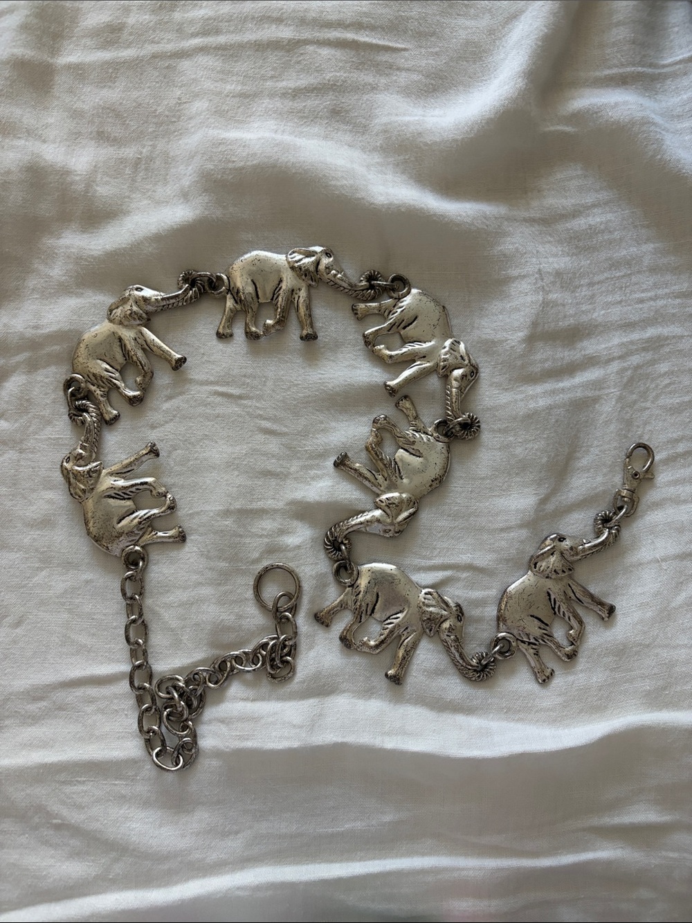 Silver Elephant Link Belt- Silver Tone